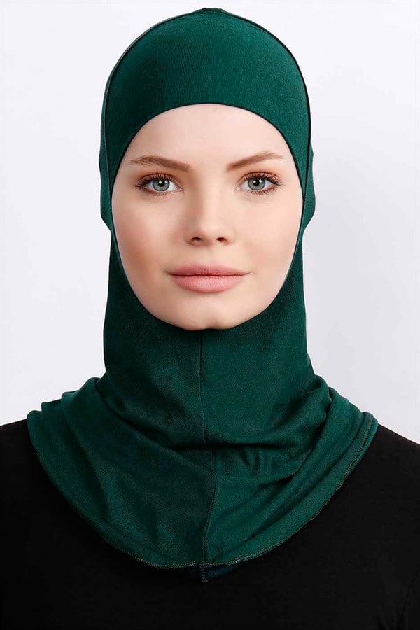 Boyunluklu Hijab Bone - Zümrüt Yeşili