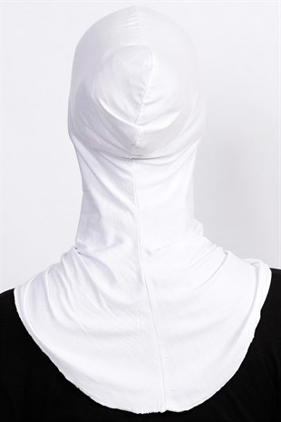Boyunluklu Hijab Bone - Beyaz