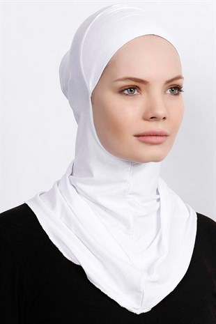 Boyunluklu Hijab Bone - Beyaz