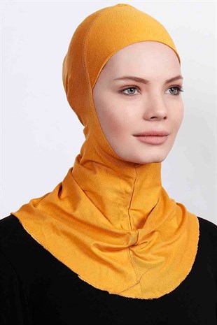 Boyunluklu Hijab Bone - Hardal