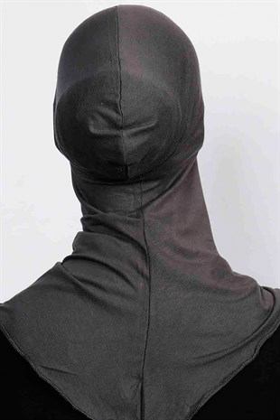Boyunluklu Hijab Bone - Koyu Gri