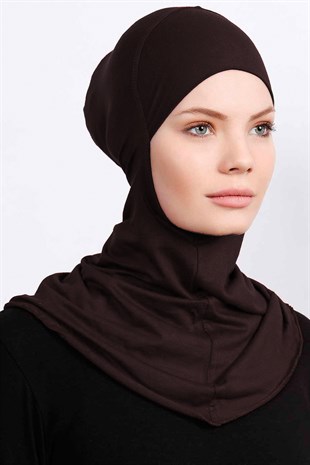 Boyunluklu Hijab Bone - Koyu Kahverengi